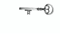 drawing of a key no background black and white horizontal no angle