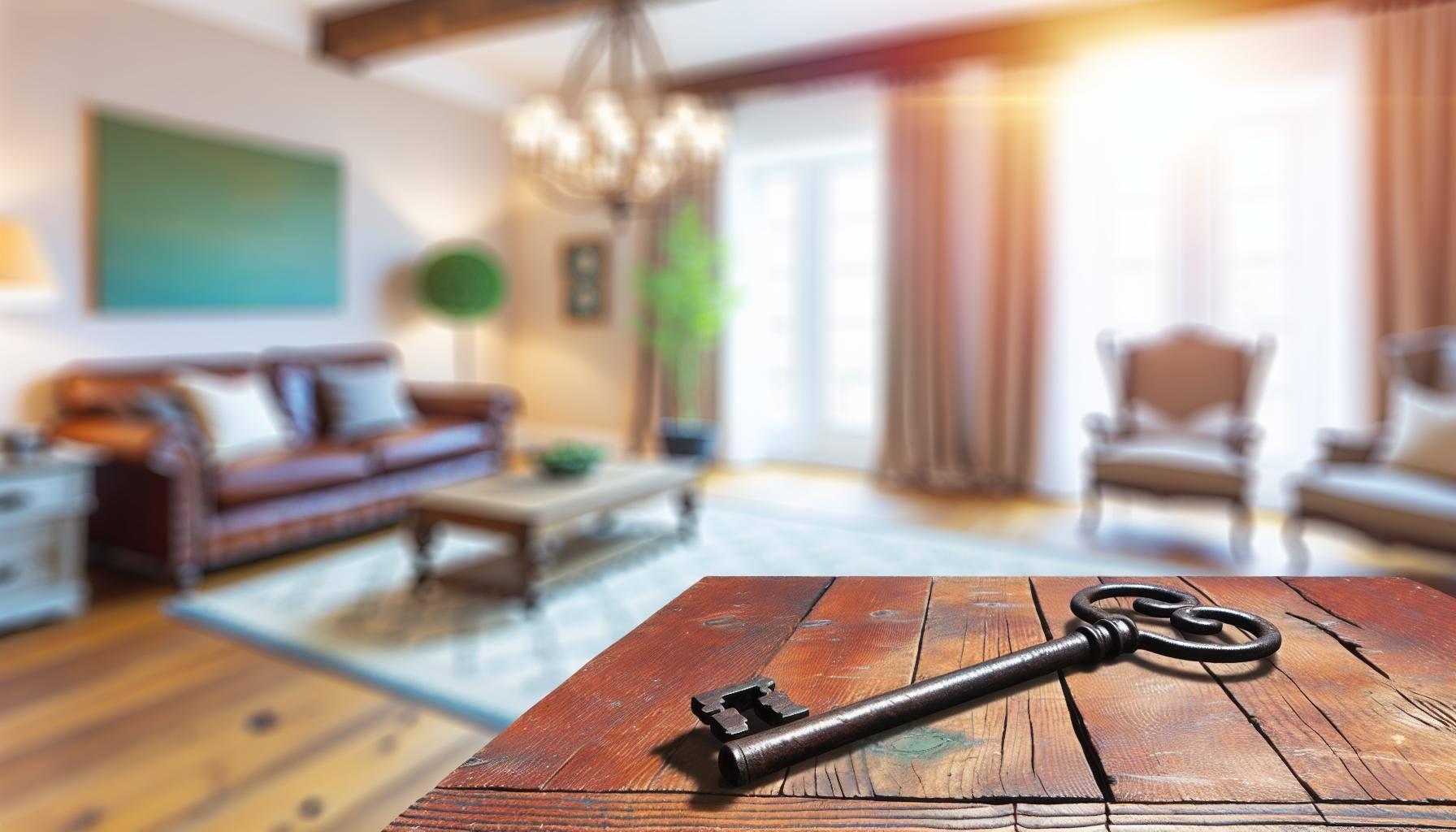 key on a table in a living room